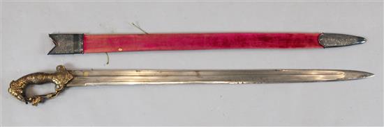 A fine Indian sword tulwar, late 19th century, L 77cm (blade)
